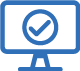 line art icon of computer screen with a check mark on it line art icon of computer screen with a check mark on it