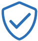 Line art icon of a shield with a check mark in the center Line art icon of a shield with a check mark in the center
