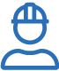 Line art icon of a person wearing a hard hat Line art icon of a person wearing a hard hat